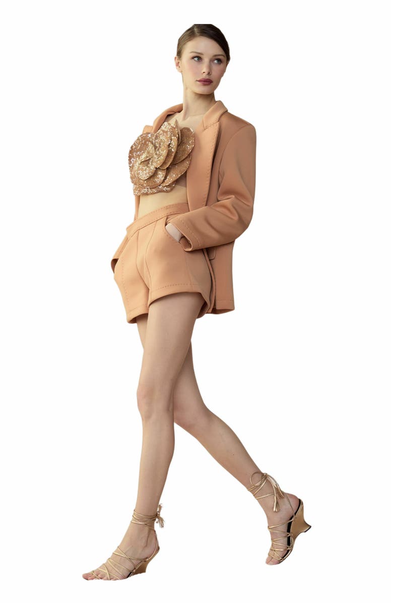 Cynthia Rowley Bonded Pick Stitch Shorts, Main, color, 