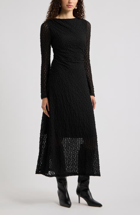 Lace Long Sleeve Midi Dress