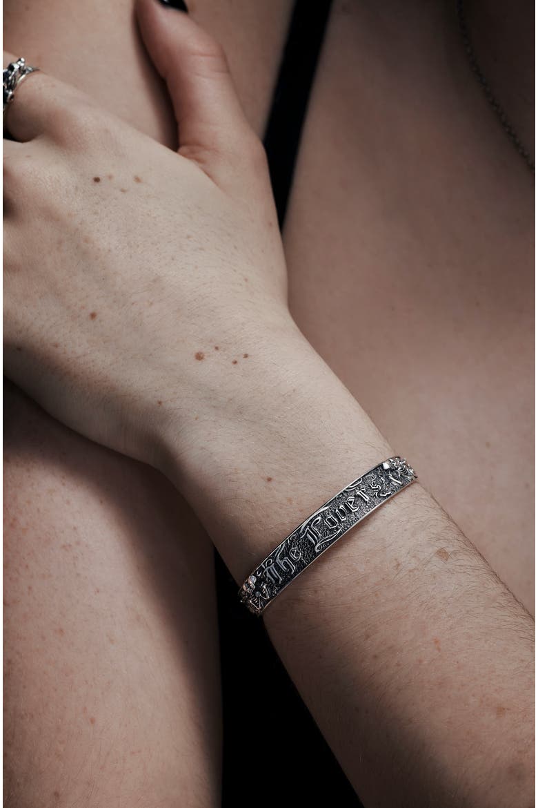 Amorata Lovers Sterling Silver Bangle, Main, color, Silver