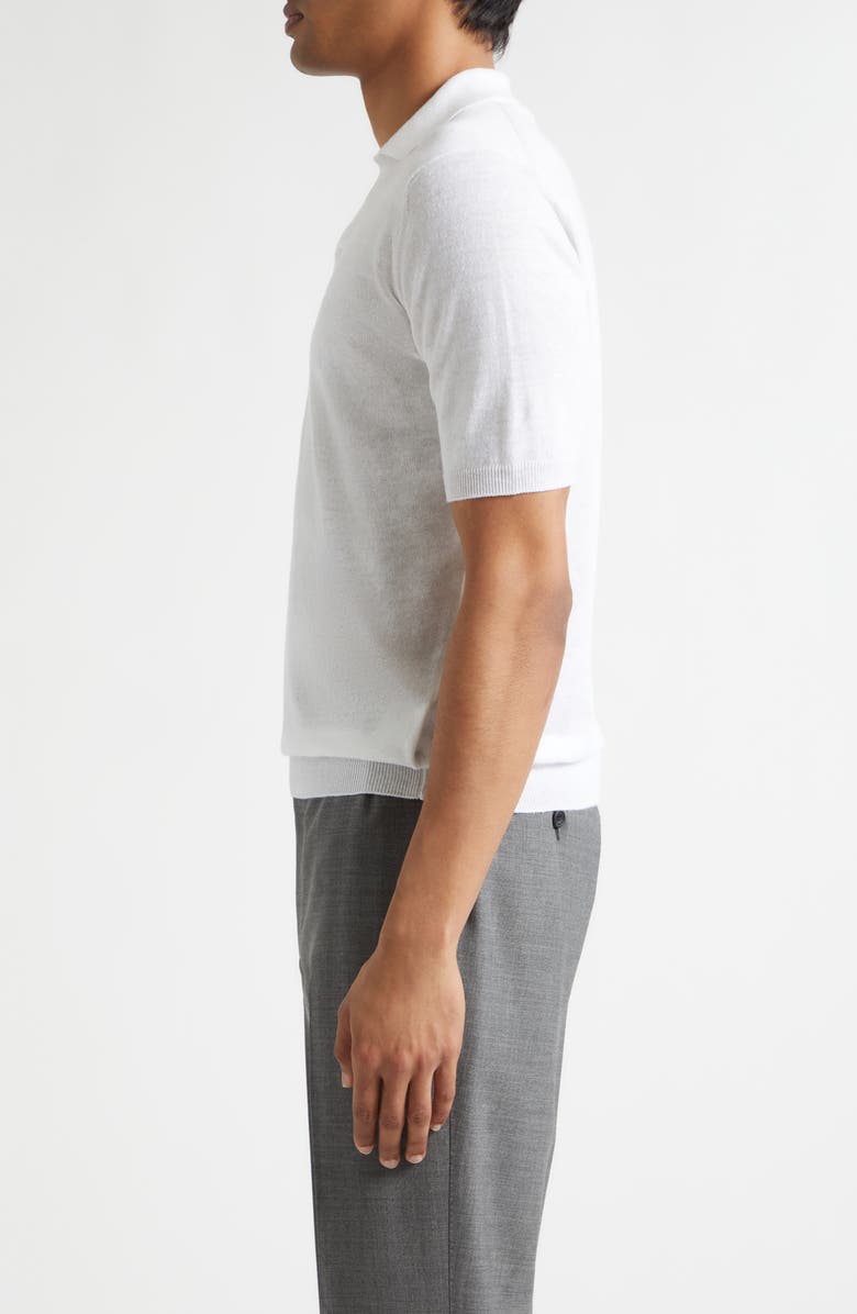 Thom Sweeney Skipper Linen & Cotton Polo, Alternate, color, White
