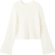 MANGO TEEN Openwork Crop Cotton Blend Sweater