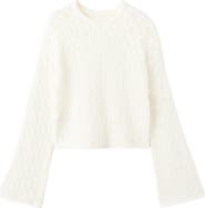 MANGO TEEN Openwork Crop Cotton Blend Sweater