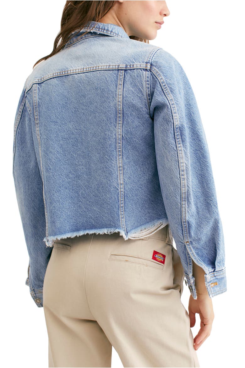 Indira Crop Denim Jacket, Alternate, color, INDIGO