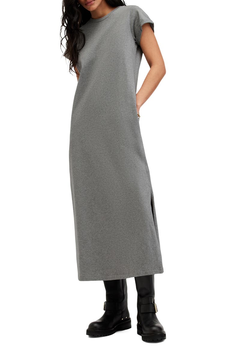 Anna Cotton Maxi T-Shirt Dress, Main, color, CHARCOAL MARL