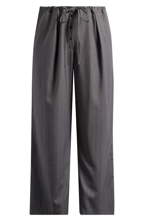 Topshop Boxer Cotton Drawstring Pants In Gray