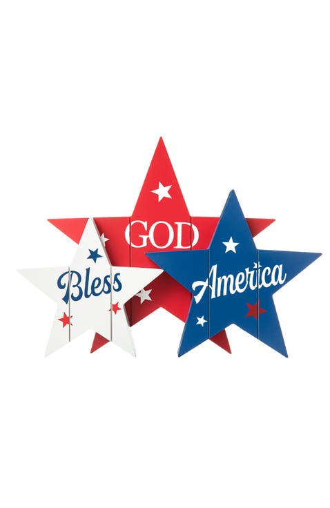 Wooden Patriotic Americana Stars Table Decor