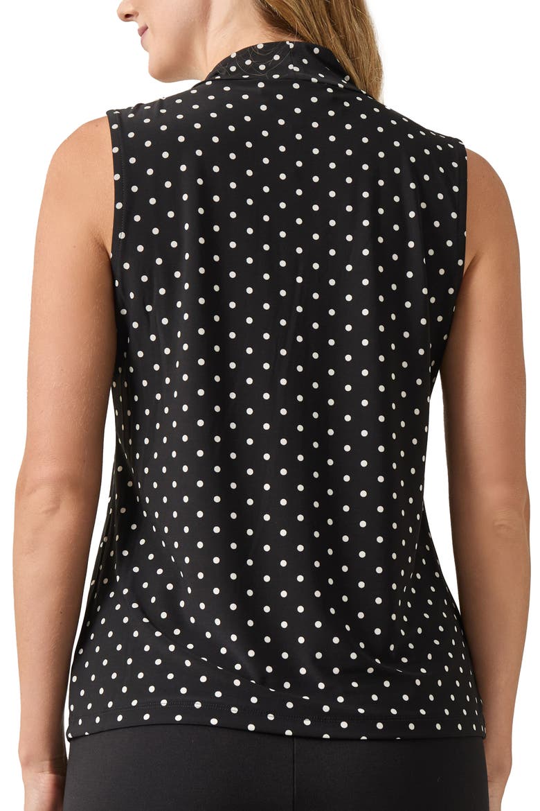 Polka Dot Knot Front Sleeveless Jersey Top, Alternate, color, BLACK/ VANILLA ICE