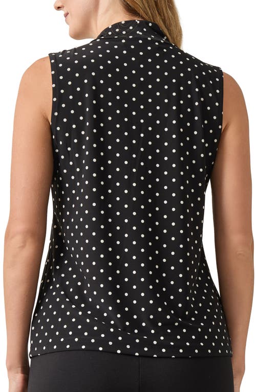 Kasper Polka Dot Knot Front Sleeveless Jersey Top In Black