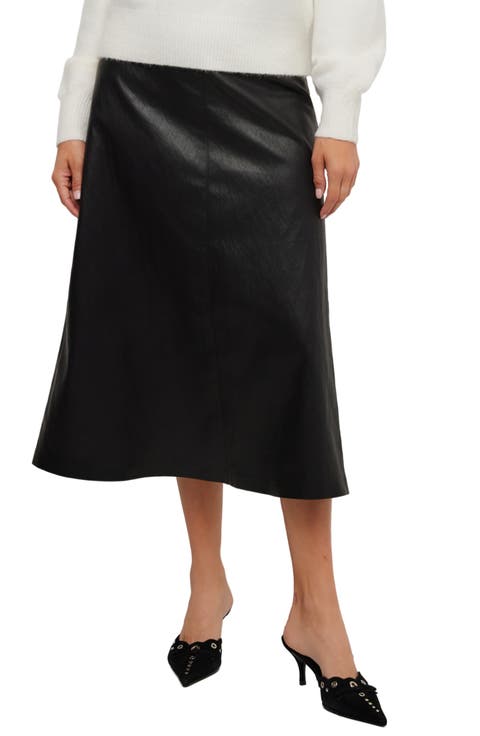Bodie Faux Leather Midi Skirt