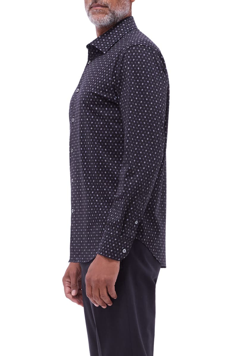Bugatchi James OoohCotton<sup>®</sup> Floral Button-Up Shirt, Alternate, color, Black