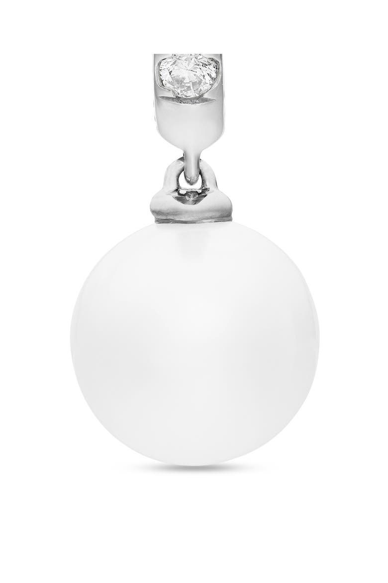 Pearl and Pavé Drop Earrings in 18K Yellow Gold with Diamonds, Alternate, color, STERLING SILVER