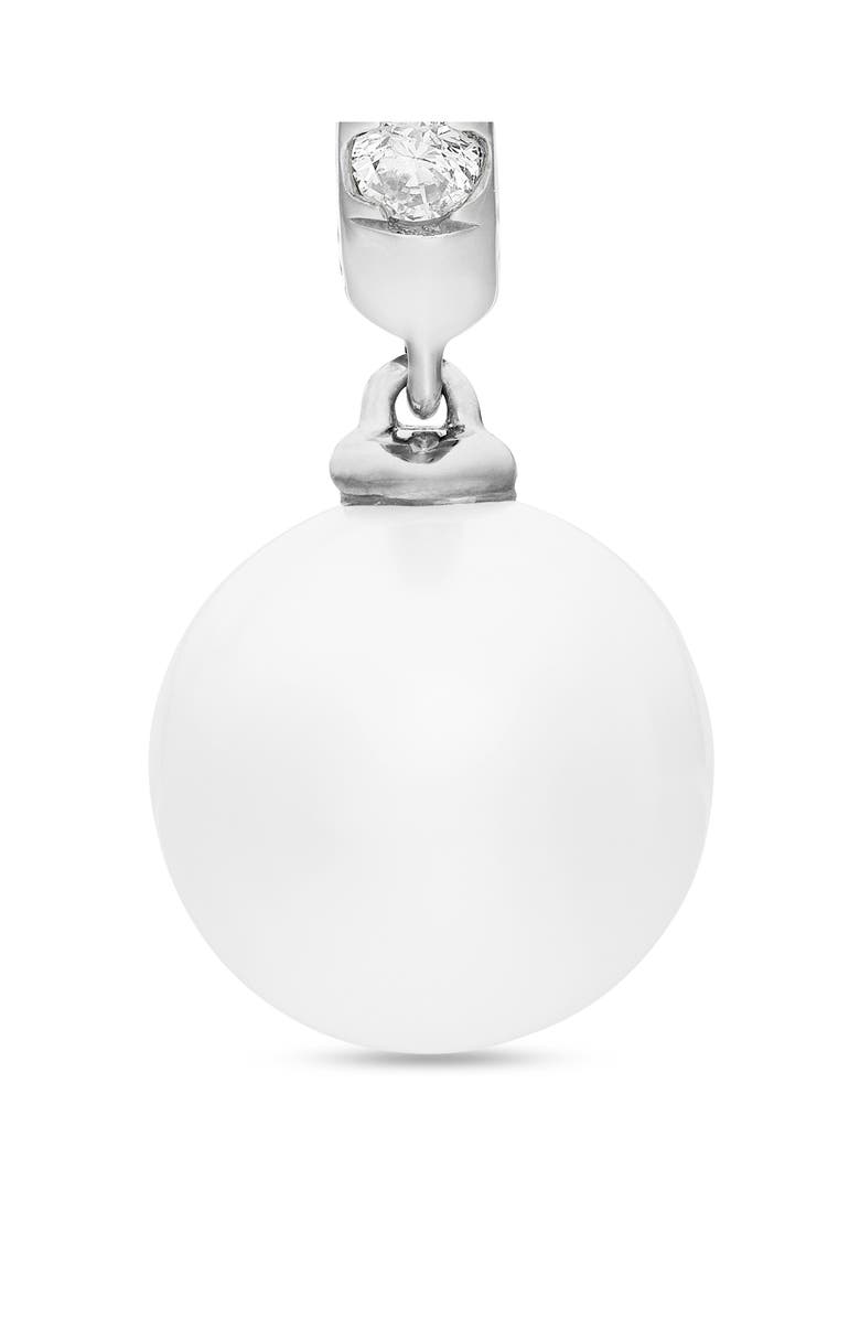 David Yurman Pearl and Pavé Drop Earrings in 18K Yellow Gold with Diamonds, Alternate, color, Sterling Silver