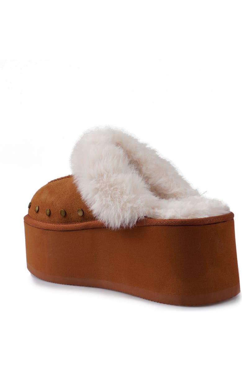Candie's Sutton Faux Fur Platform Clog, Alternate, color, Tan Suede