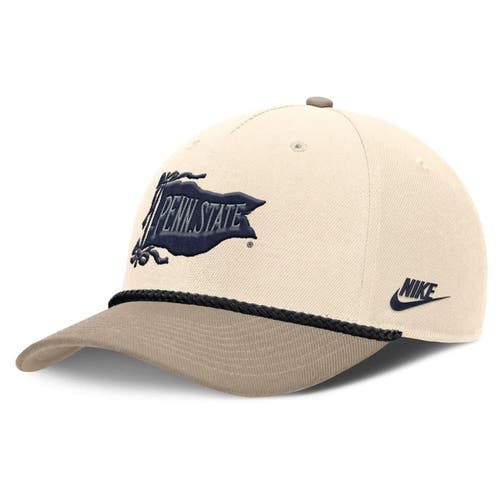 Nike Natural Penn State Nittany Lions Rise Legacy Throwback Logo Adjustable Hat In Brown
