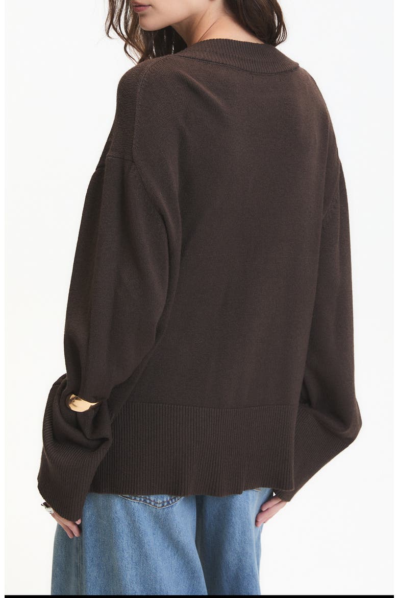 Ascclepias V-Neck Sweater, Alternate, color, CHOCOLATE BROWN