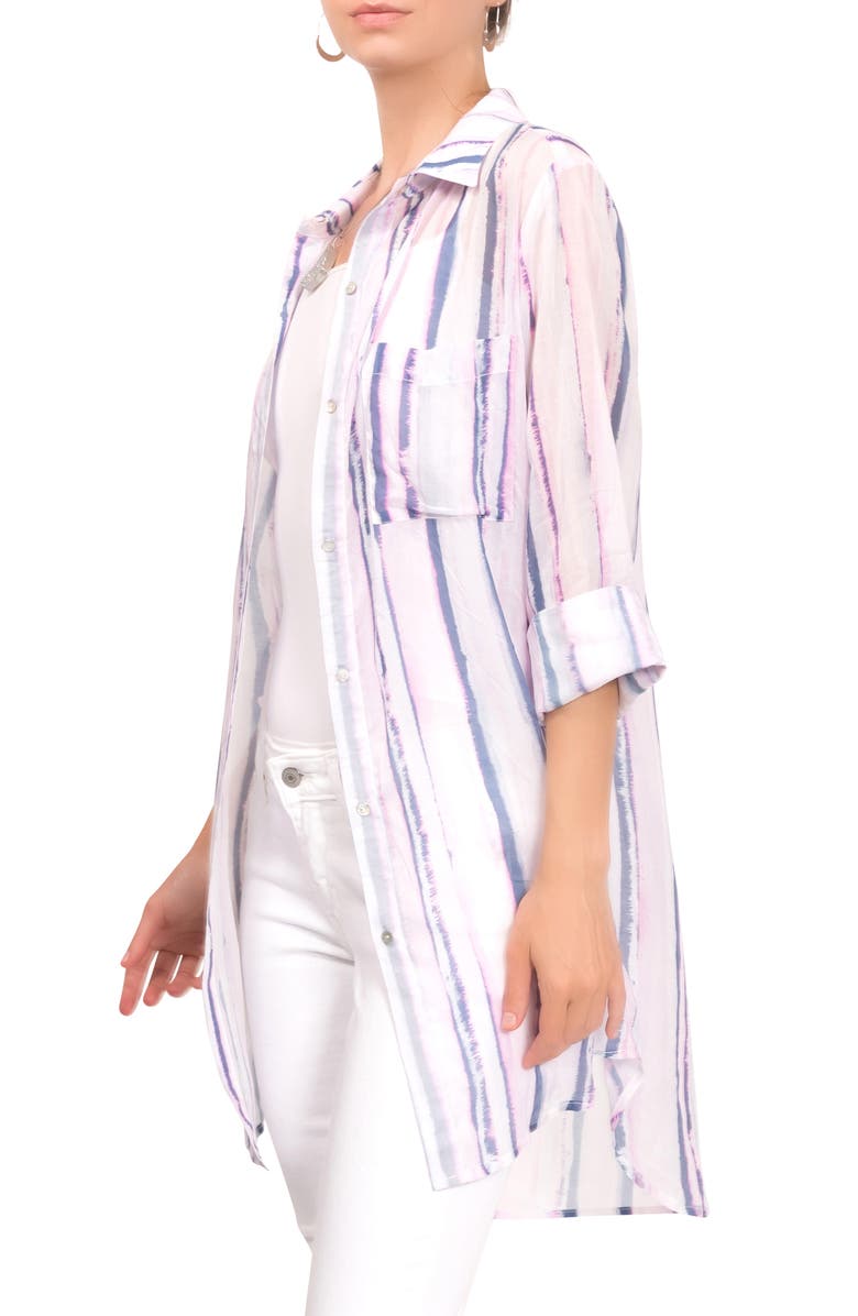 Everyday Ritual Rick Floral Cotton & Silk Blend Sleep Shirt, Alternate, color, Lanai Tie Dye