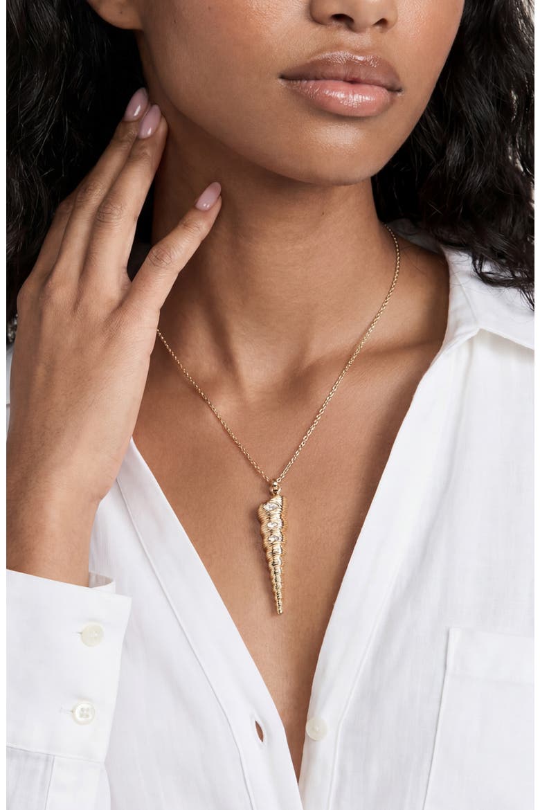 Long Conch Shell Pendant Necklace, Alternate, color, GOLD