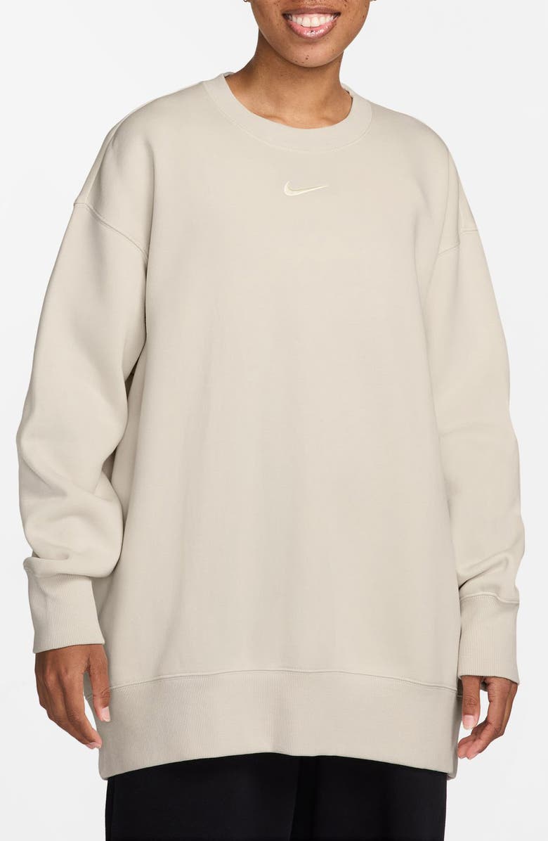Nike Phoenix Fleece Oversize Crewneck Sweatshirt, Main, color, Light Ore Wood Brown/ Sail