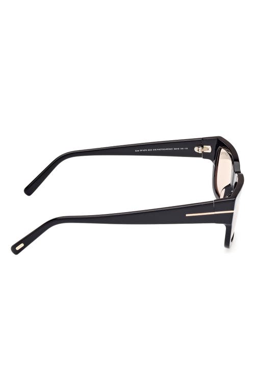 Tom Ford Eyewear Rectangular Frame Sunglasses In Black/t Logo/amber