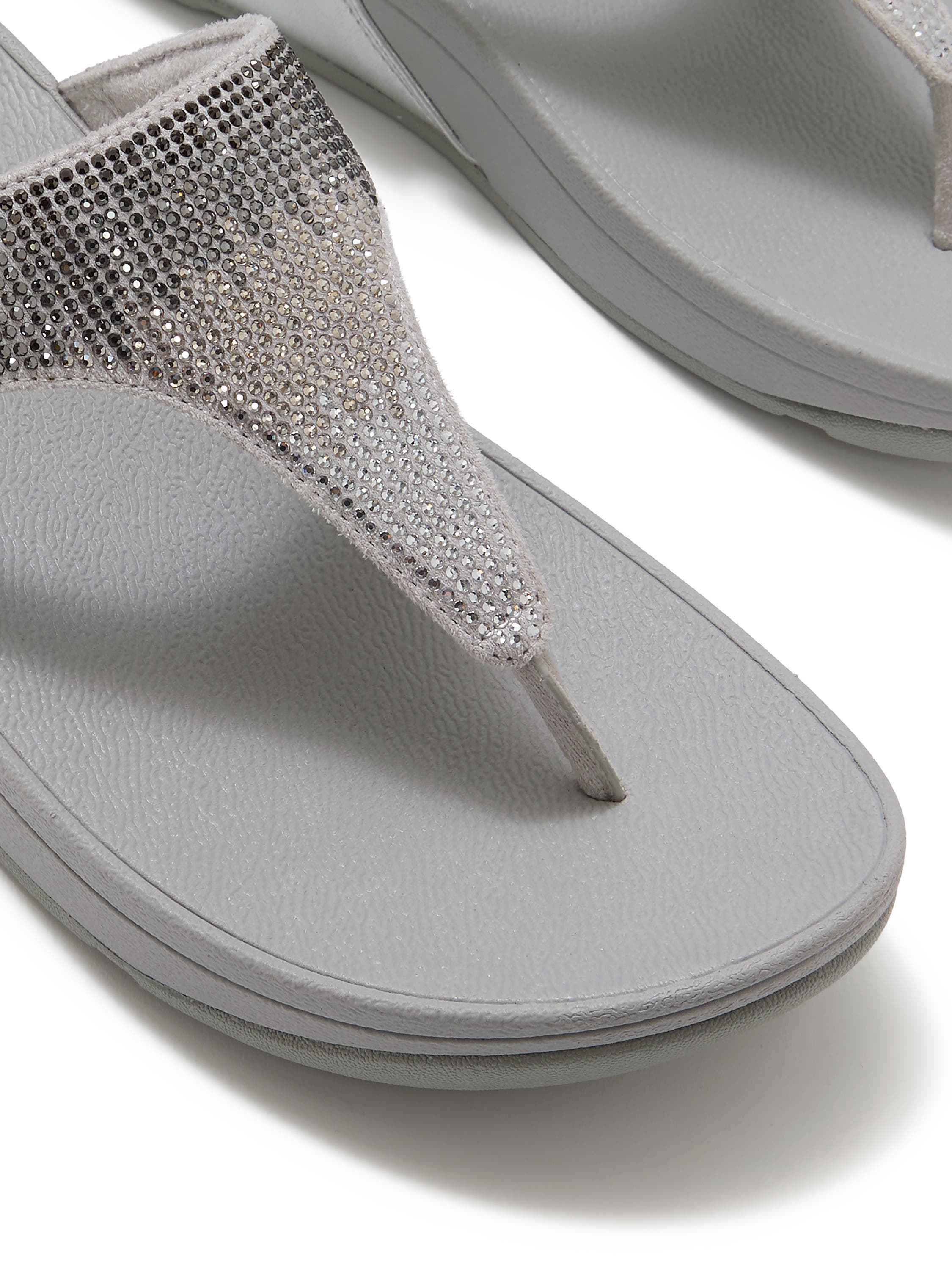 Lulu Ombre Crystal Toe-Post Sandals, Alternate, color, Silver