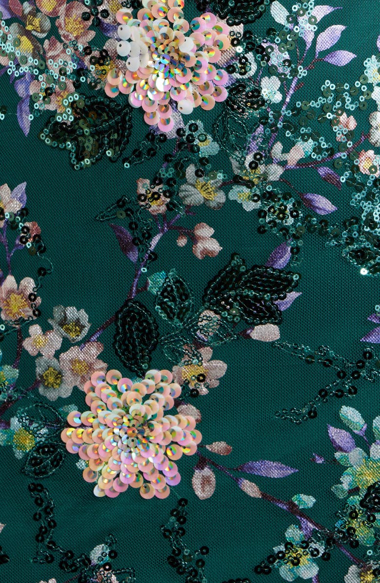 Emerald Sundae Floral Sequin Gown, Alternate, color, Green / Multi