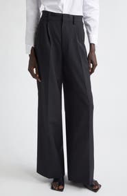 Junya Watanabe High Waist Pleated Wool & Mohair Wide Leg Pants