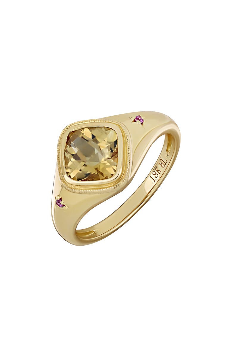 Bony Levy Iris Bezel Set Citrine Signet Ring, Main, color, 18K Yellow Gold