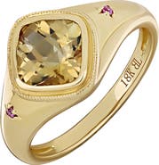 Bony Levy Iris Bezel Set Citrine Signet Ring