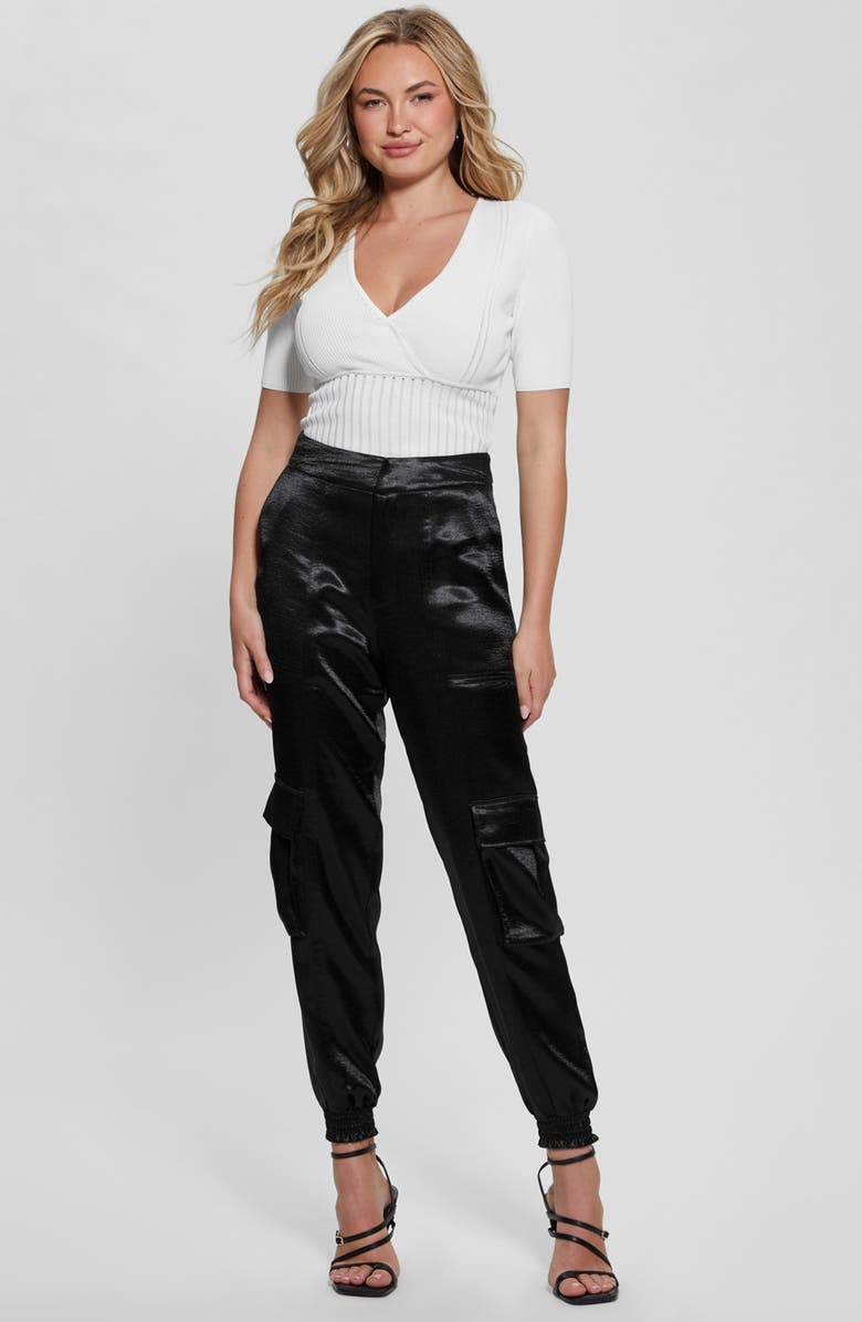 GUESS Soundwave Textured Satin Cargo Pants, Alternate, color,