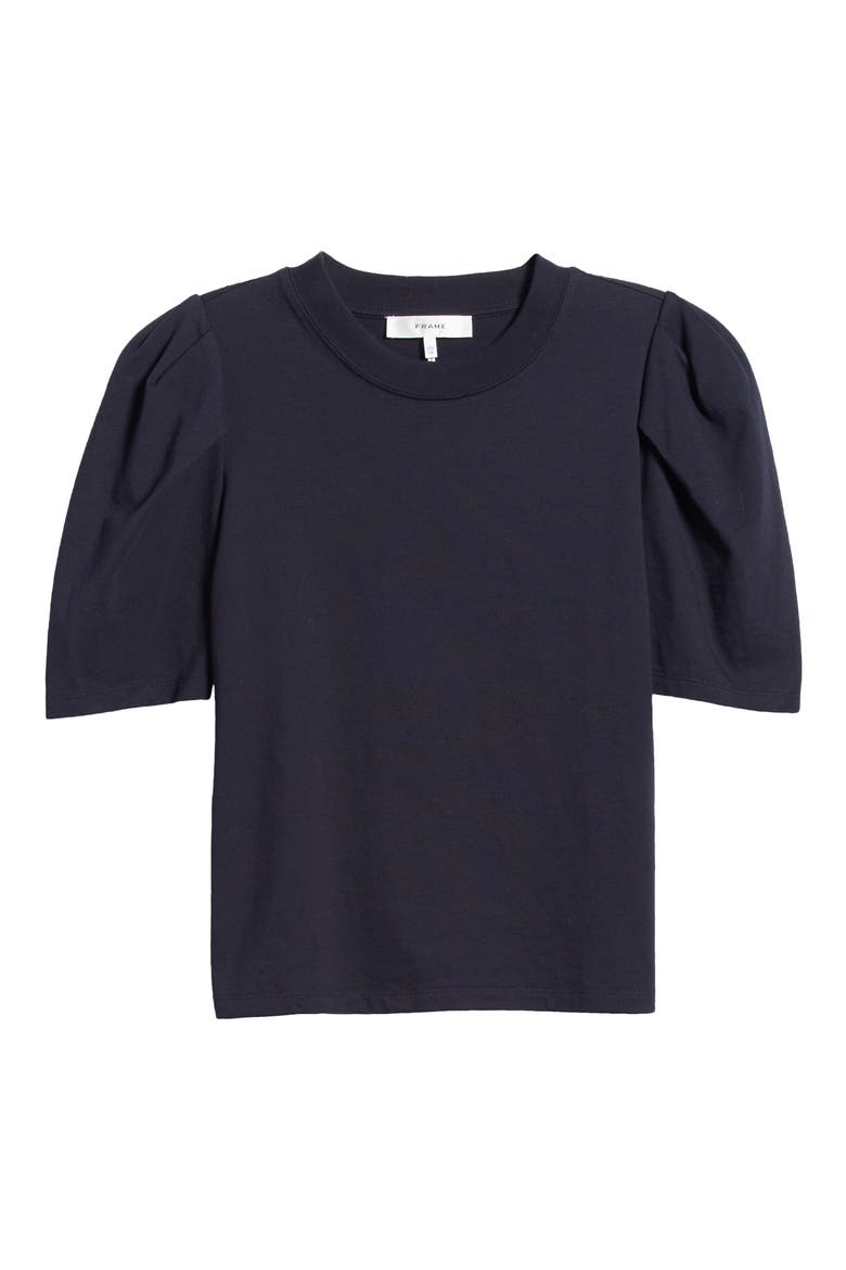 Draped Short Sleeve Organic Cotton T-Shirt, Alternate, color, NAVY