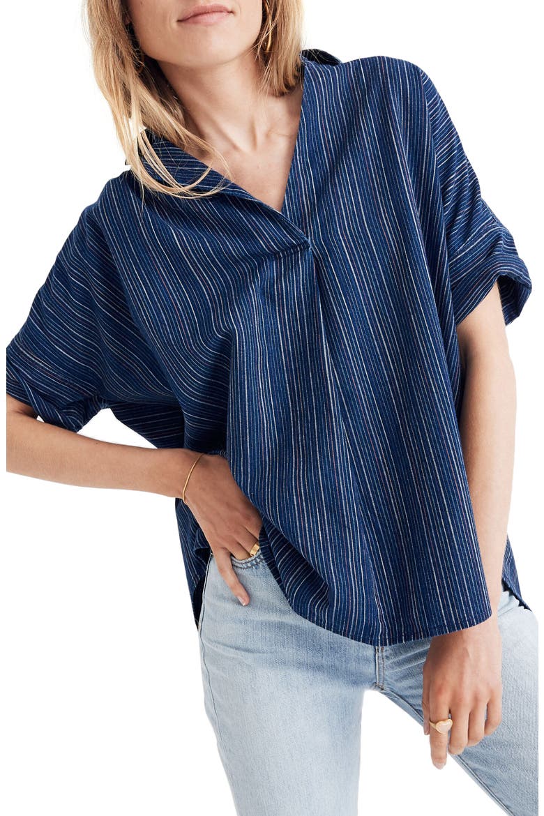 Courier Button Back Shirt in Cecile Stripe, Main, color, STEVIE STRIPE