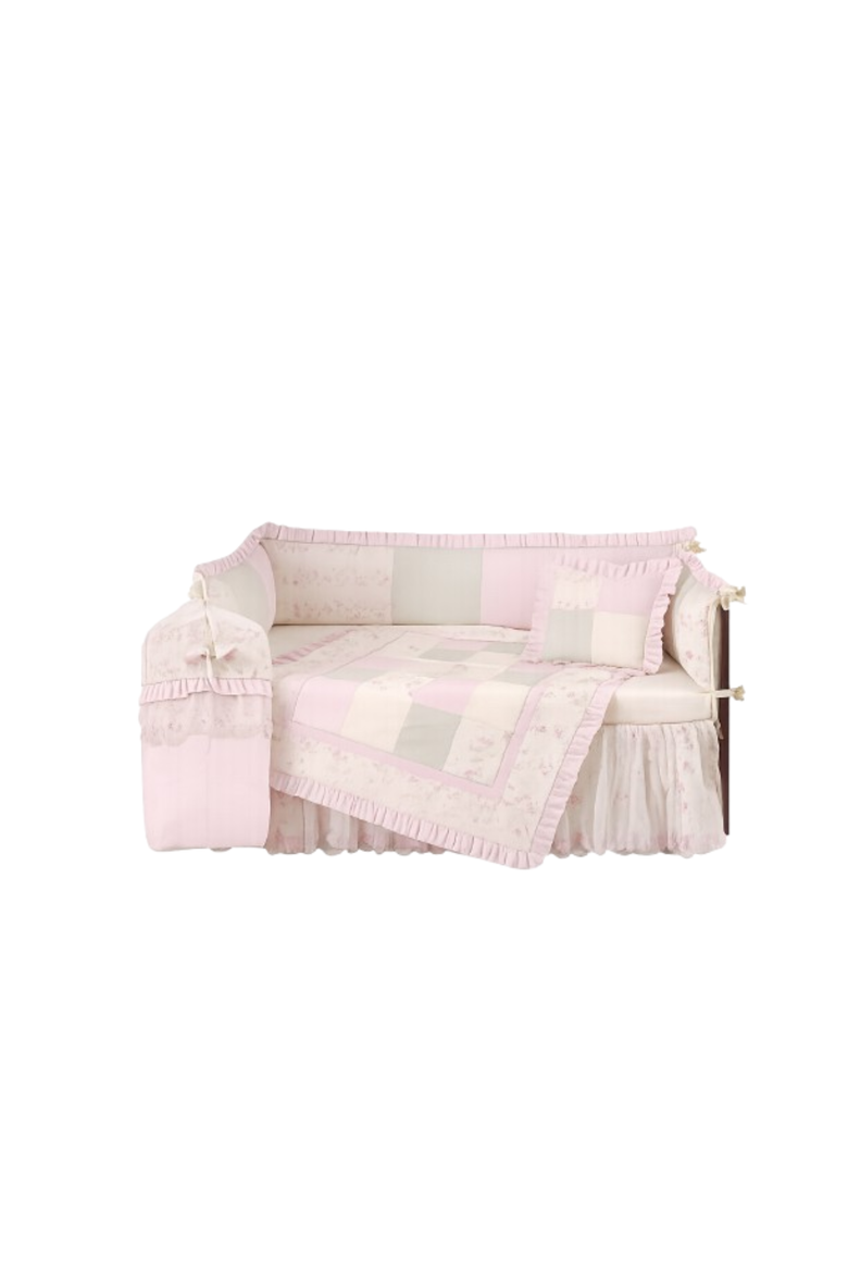 Kylie Vintage Patchwork Baby Quilt 37" x 43", Main, color, Pink