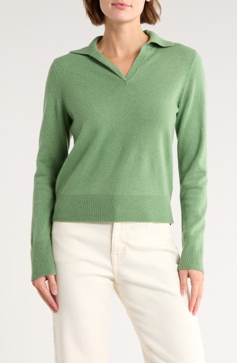 Long Sleeve Wool Blend Polo