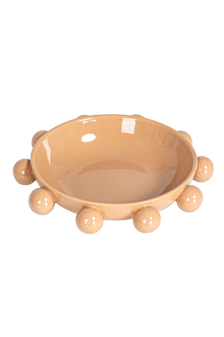9.75-Inches Stoneware Bowl with Orbs and Reactive Glaze, Nude, Main, color, Nude