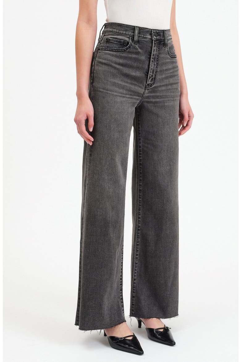 Far Out Raw Hem High Waist Wide Leg Jeans, Alternate, color, MILKY WAY