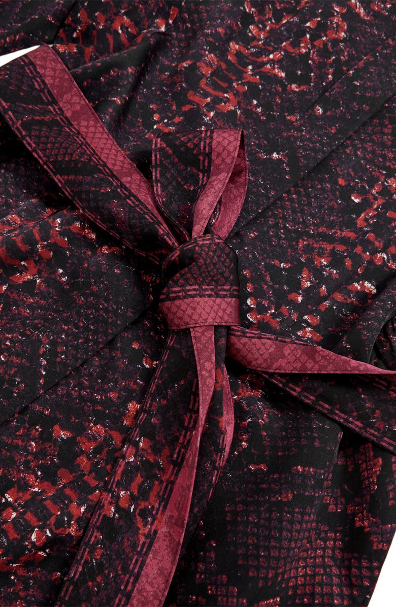 Reiss Daria Print Tie Waist Maxi Dress, Alternate, color, Burgundy/ Black