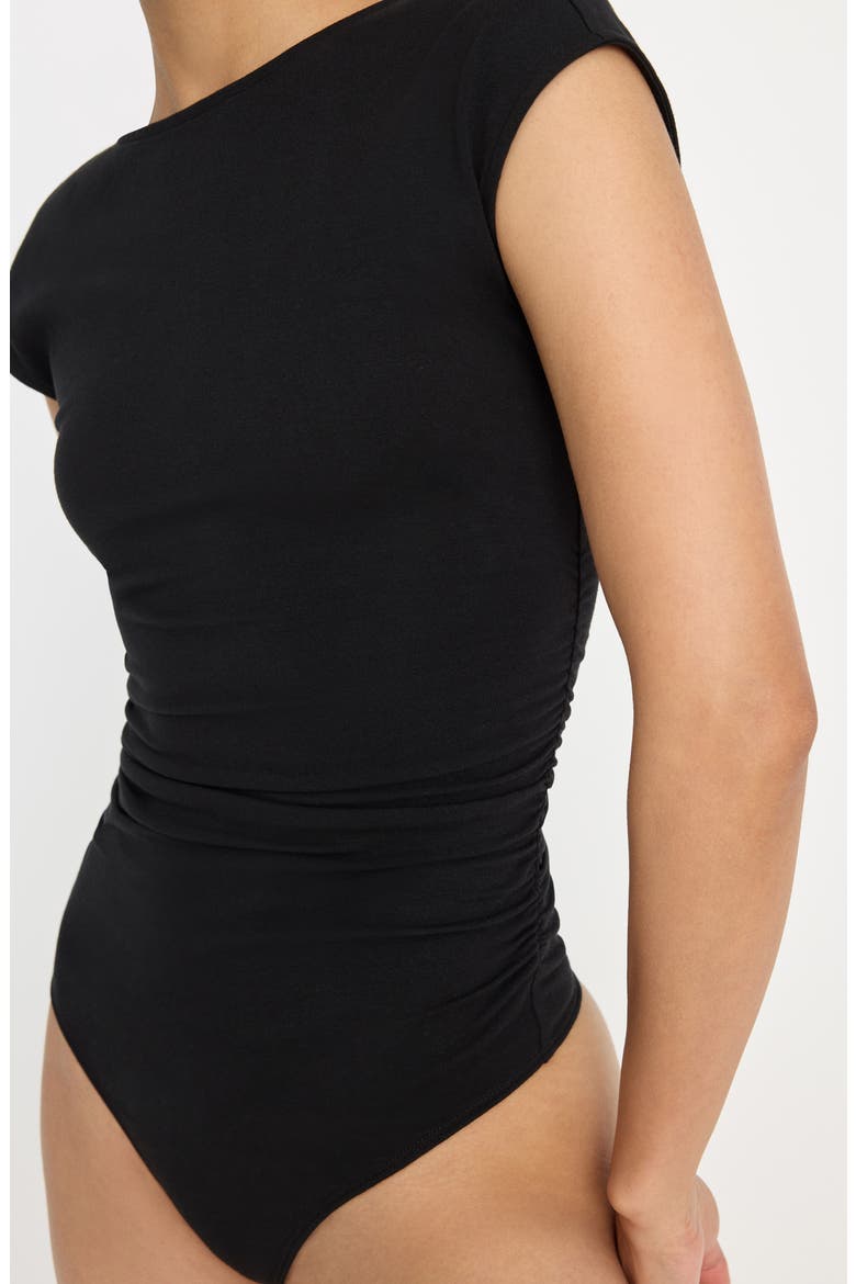 Super Stretch Open Back Bodysuit, Alternate, color, BLACK001