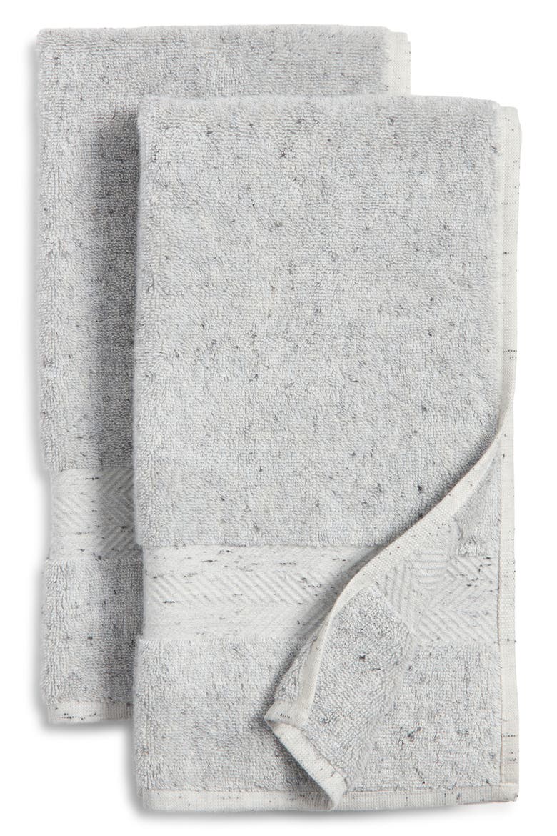Speckle Set of Two Cotton Hand Towels, Main, color, GREY VAPOR MULTI