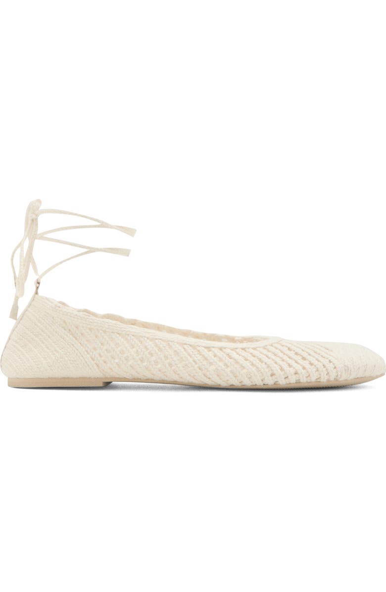 MANGO Ankle Wrap Knit Ballet Flat, Alternate, color, Off White