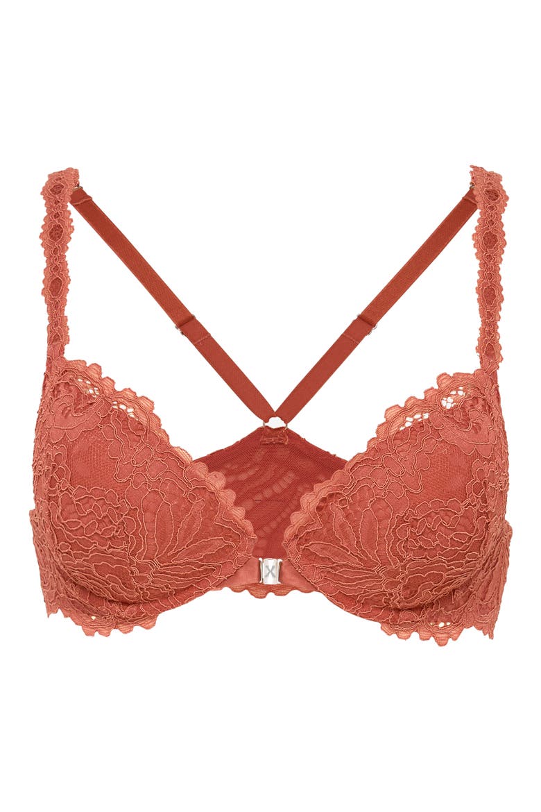 Romantic Corded Lace Push-Up Bra, Alternate, color, DRY POPPY BROWN