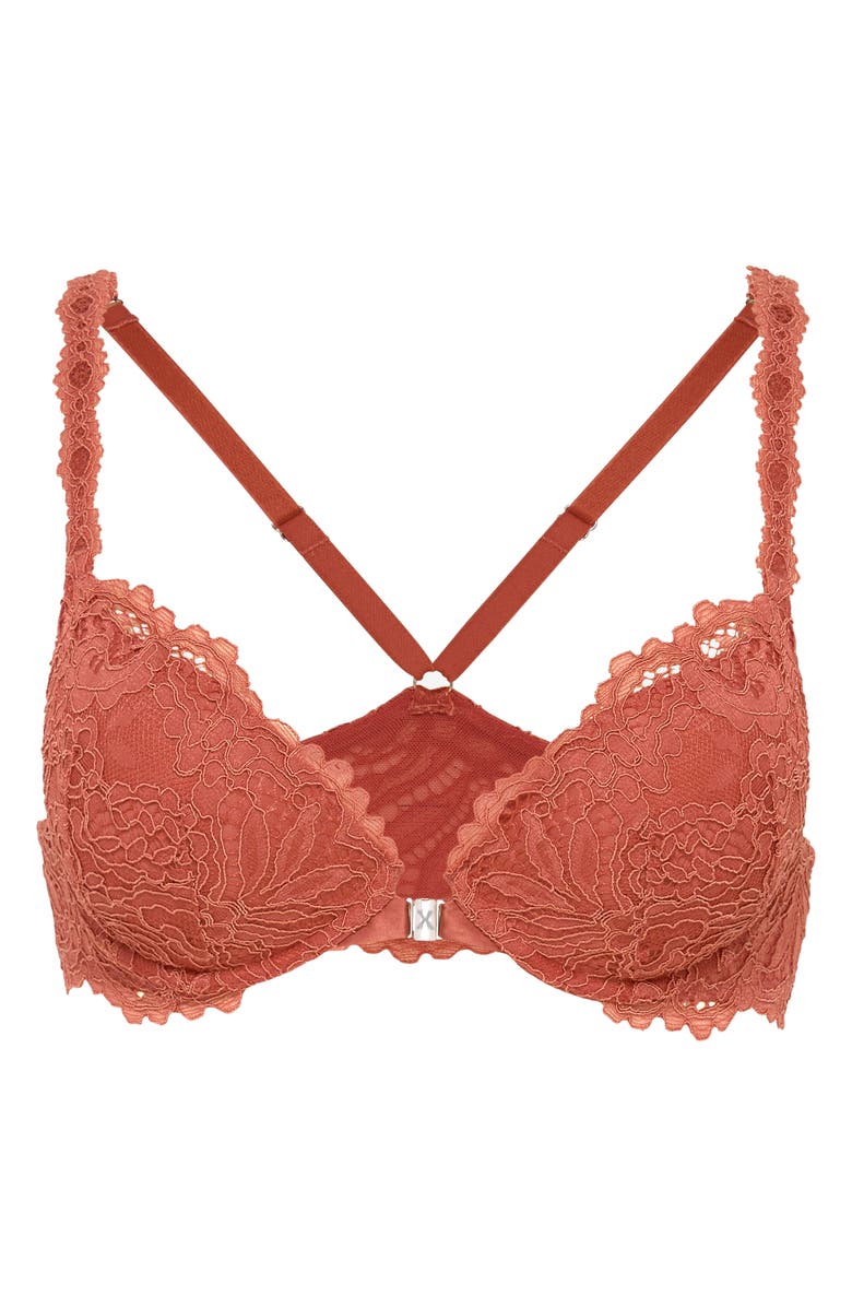 SAVAGE X FENTY Romantic Corded Lace Push-Up Bra, Alternate, color, Dry Poppy Brown
