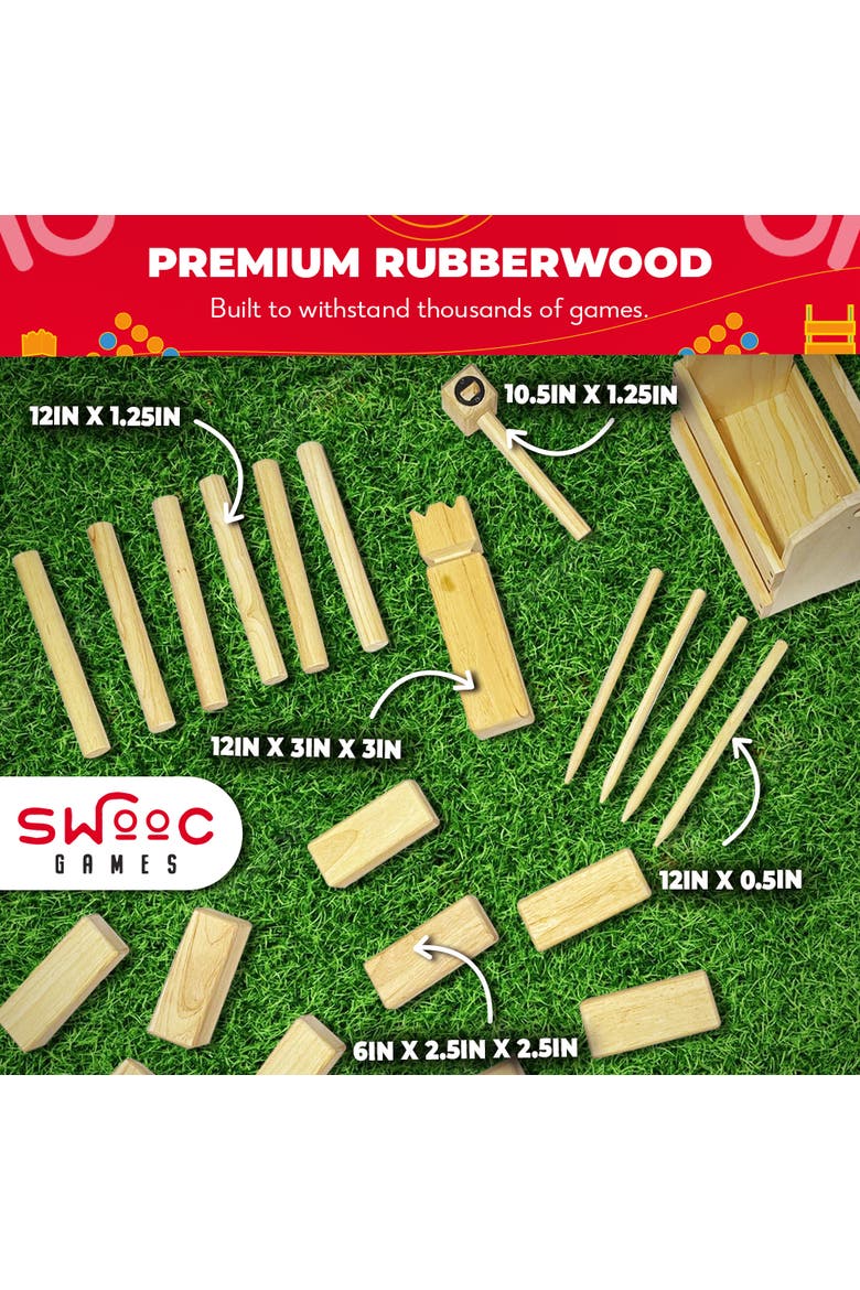 Kubb Yard Game With Crate, Alternate, color, Beige