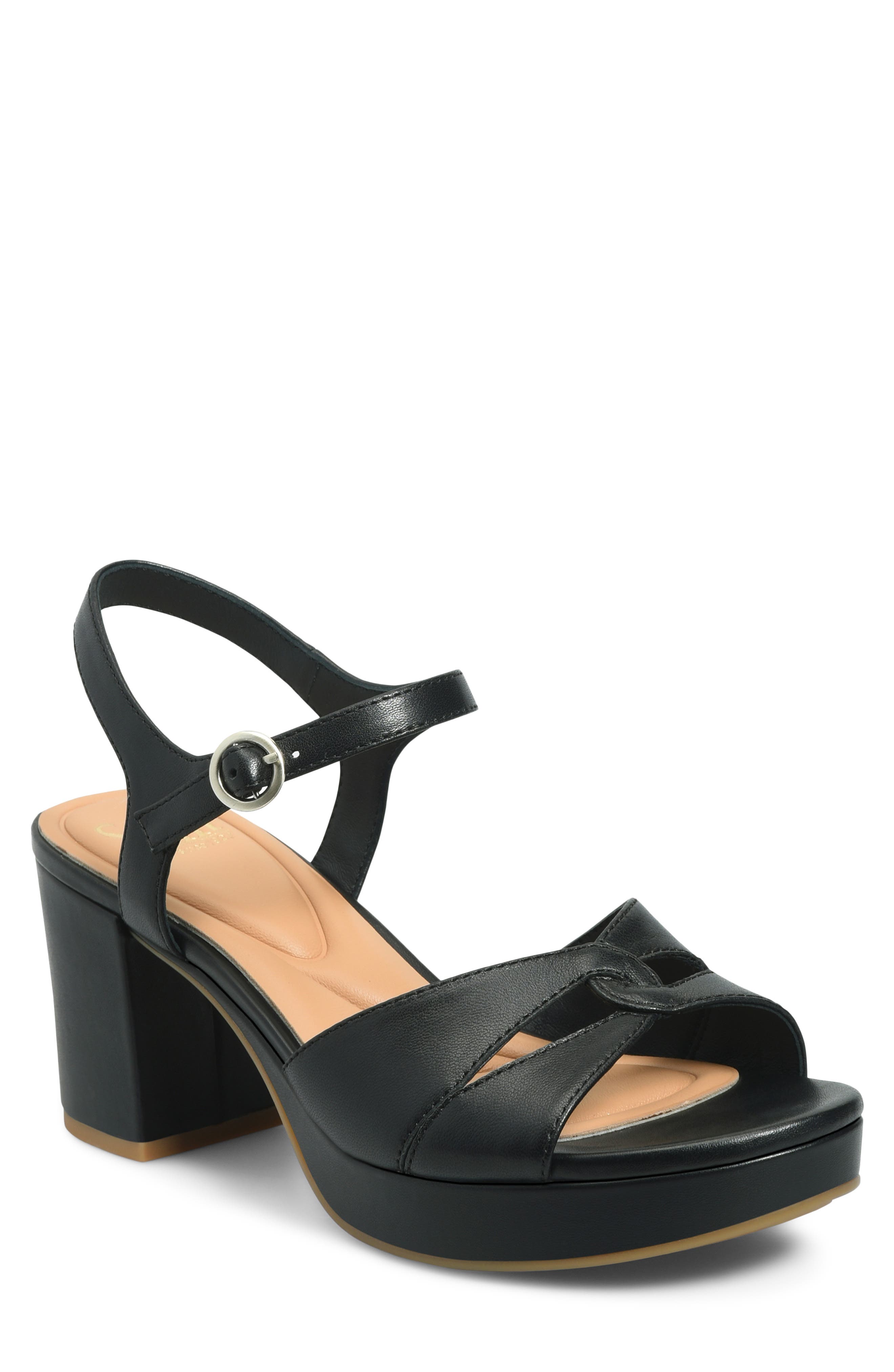 Söfft Lucille Ankle Strap Platform Sandal, Main, color, Black
