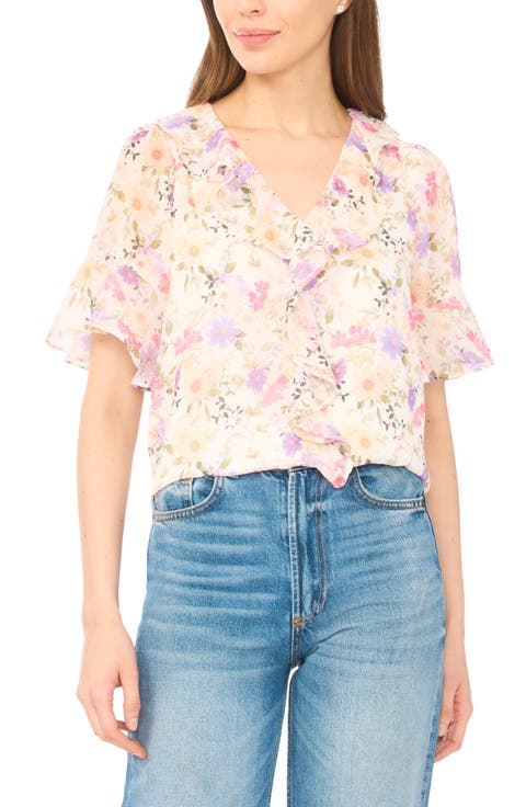 Floral Print Ruffle Top