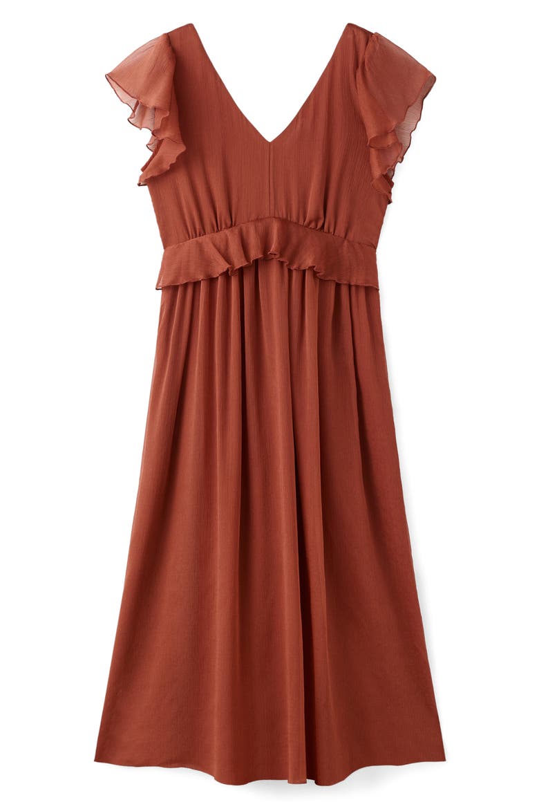 Ruffle Flutter Sleeve Maxi, Main, color, BURNT ORANGE