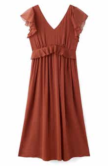 Ruffle Flutter Sleeve Maxi