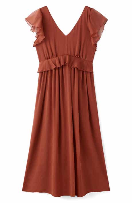 Ruffle Flutter Sleeve Maxi