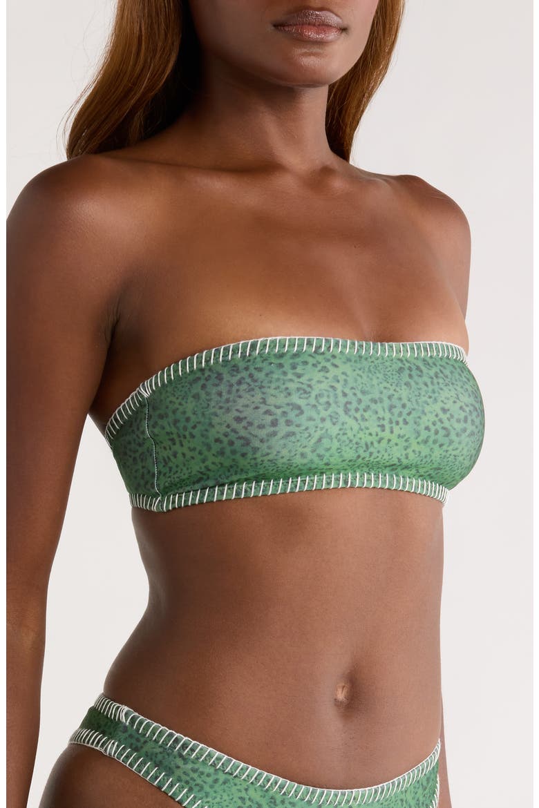Blanket Stitch Slim Bandeau Bikini Top, Alternate, color, WILD WONDER