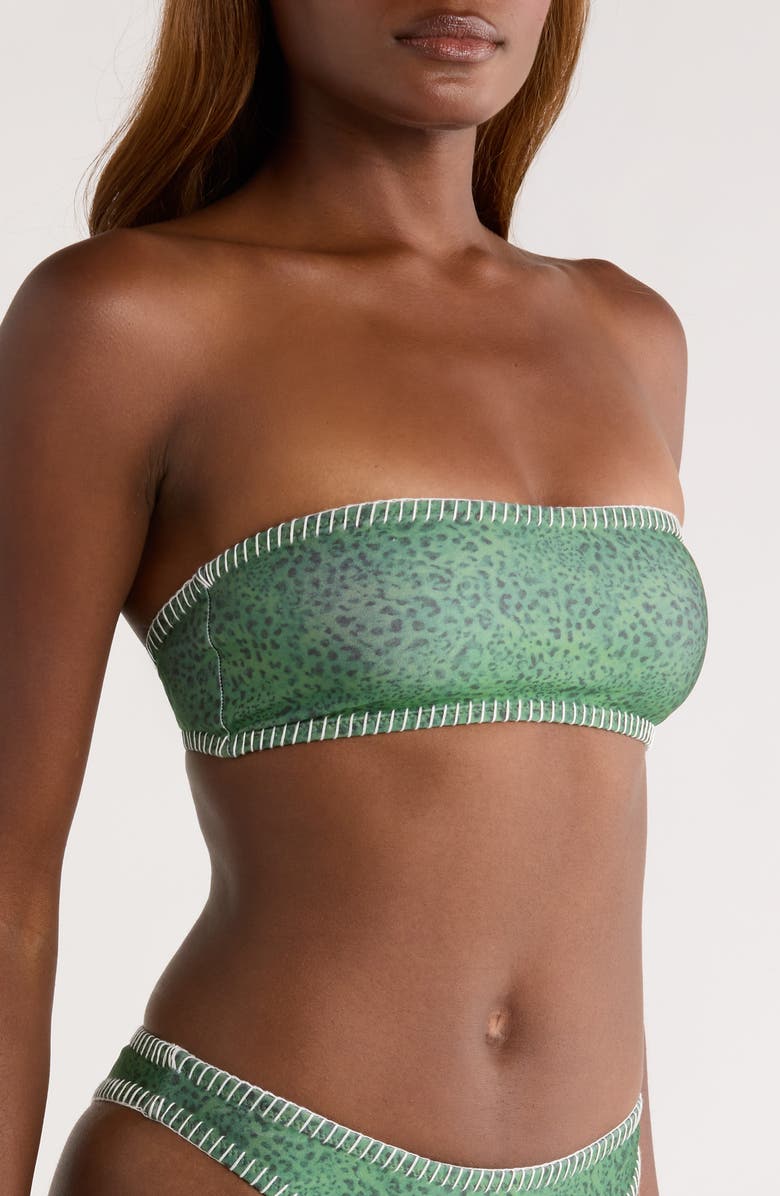 Kulani Kinis Blanket Stitch Slim Bandeau Bikini Top, Alternate, color, Wild Wonder