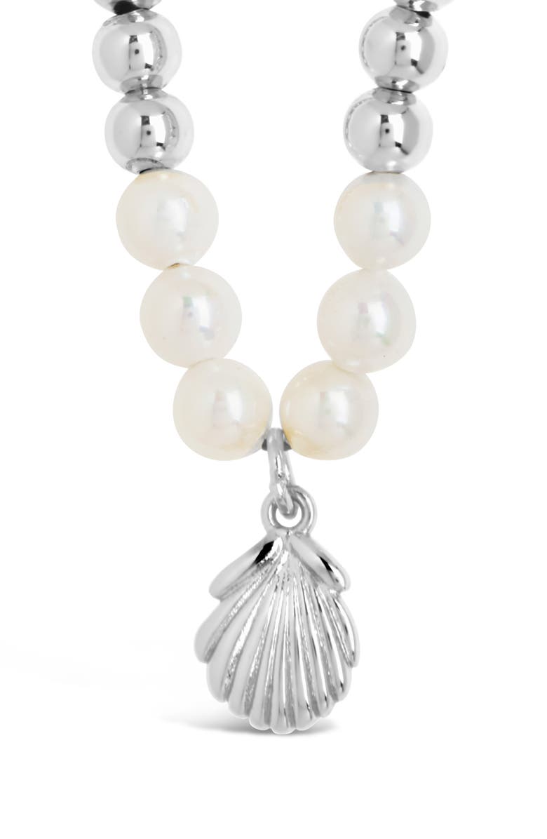 Sterling Forever Marjorie Seashell Pendant Pearl Necklace, Alternate, color, Silver